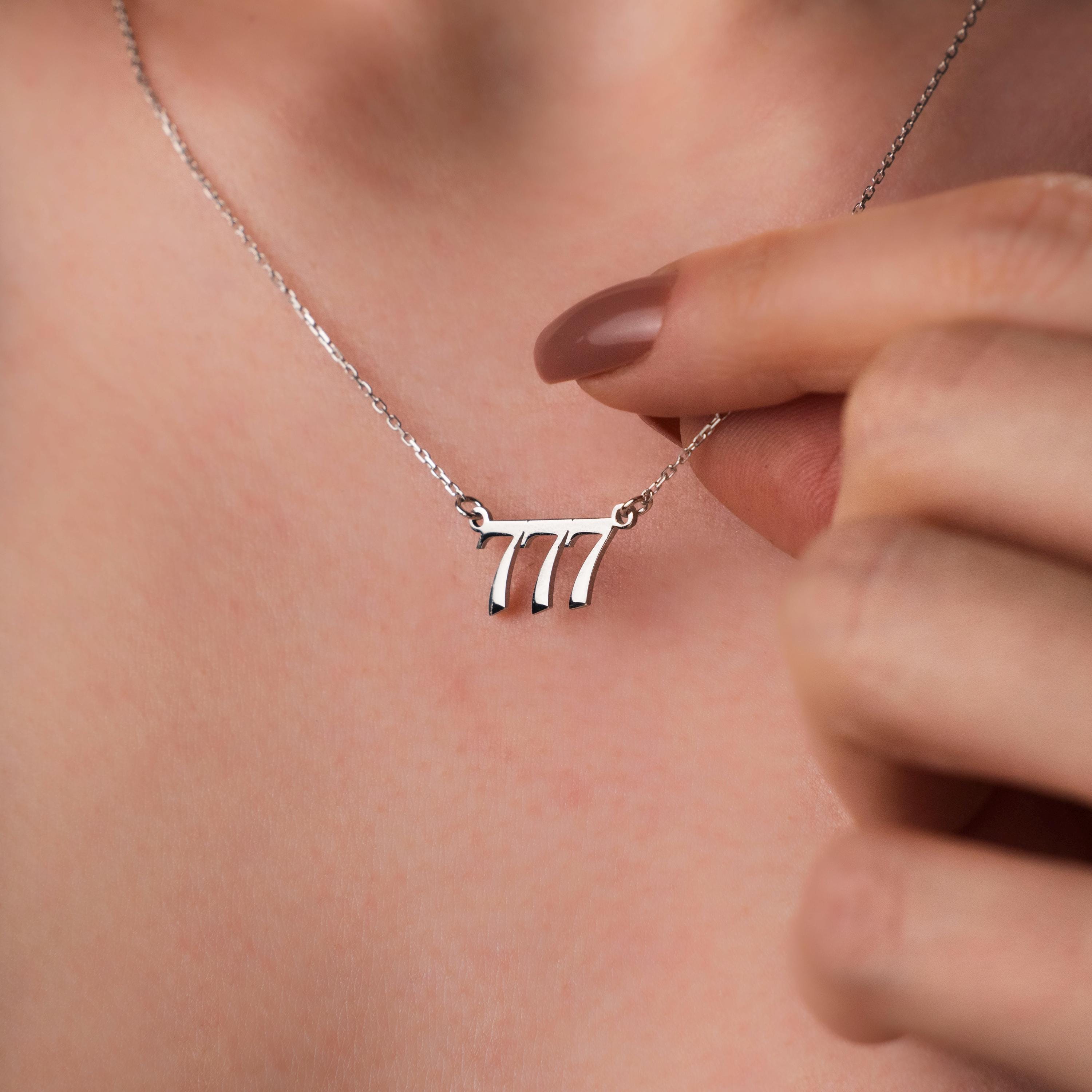 Custom Spiritual Gift with 777 Angel Number - Lucky Sterling Silver Necklace