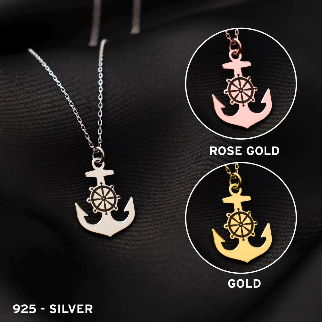 Seafaring Style: Nautical Anchor and Wheel Pendant for Sea Enthusiasts