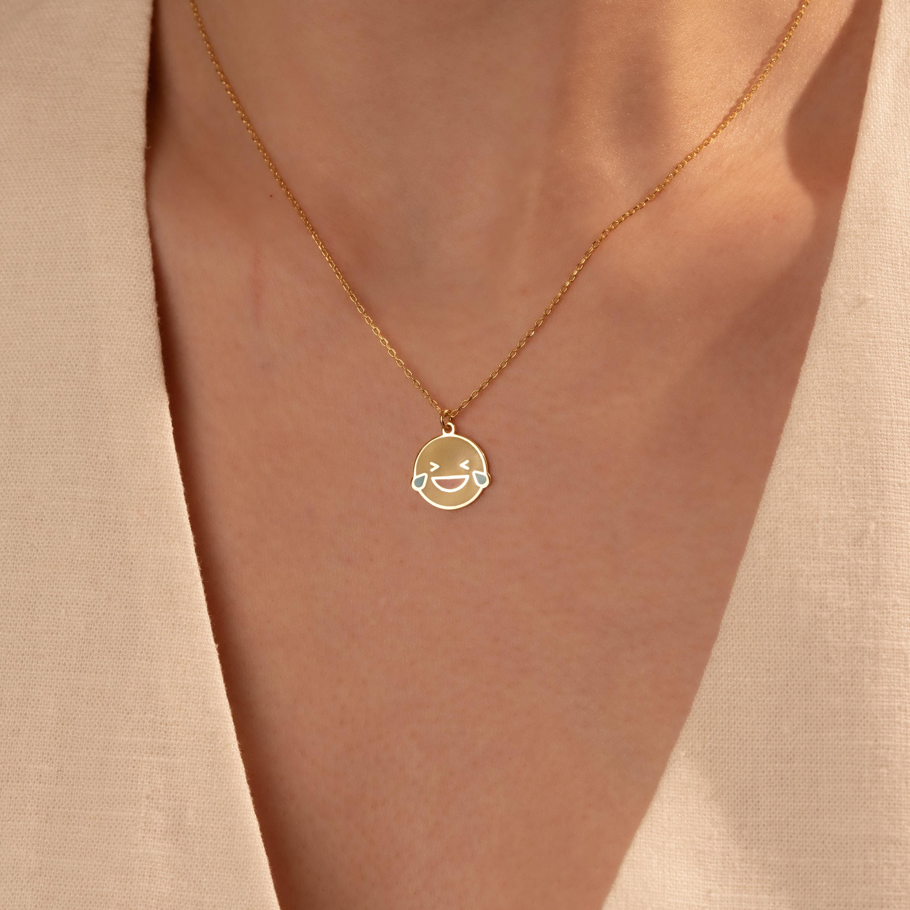 Emoji Pendant Necklace – Custom 18K Gold Charm Gift for Her