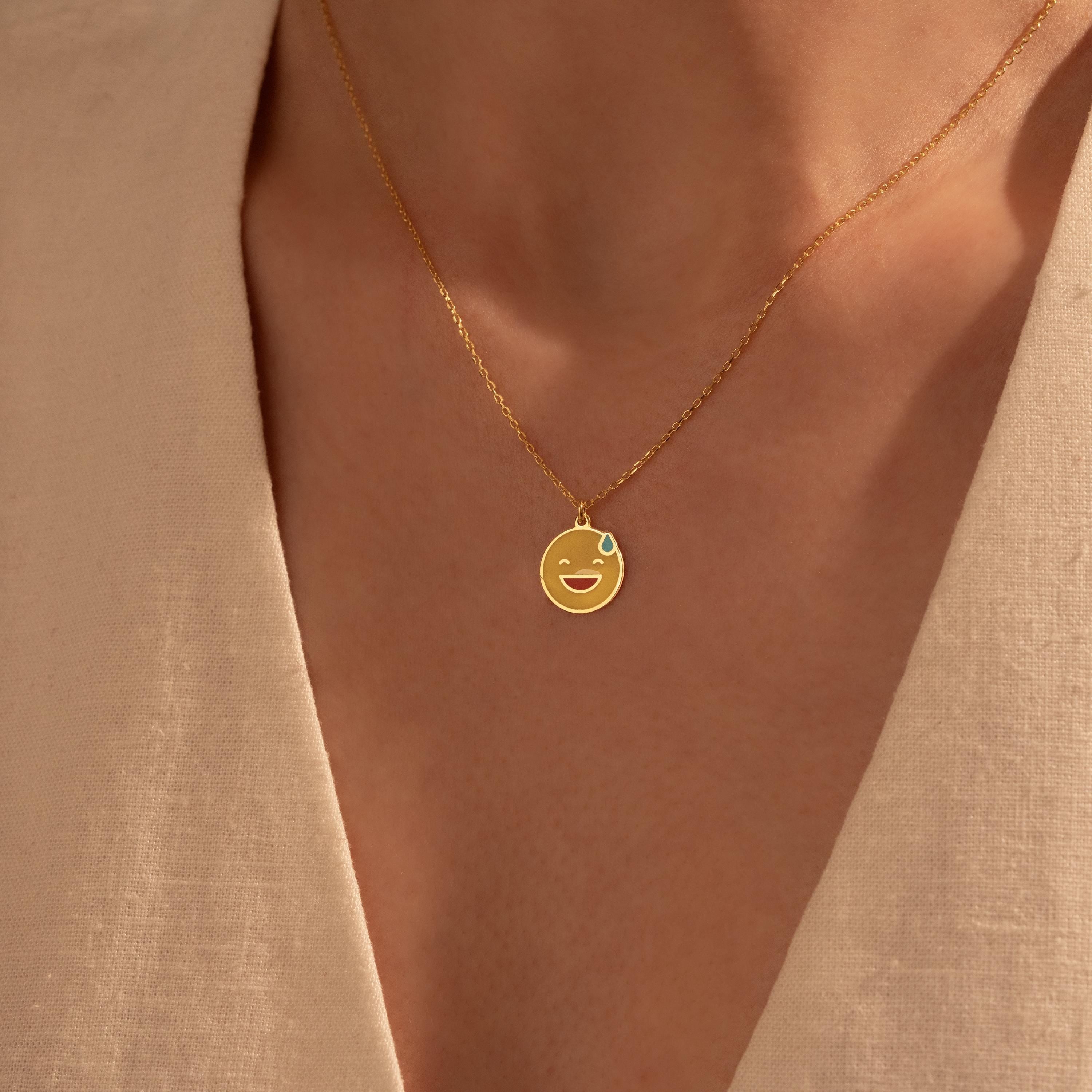 Personalized Emoji Necklace in Luxurious 18K Gold - Unique Gift for Her