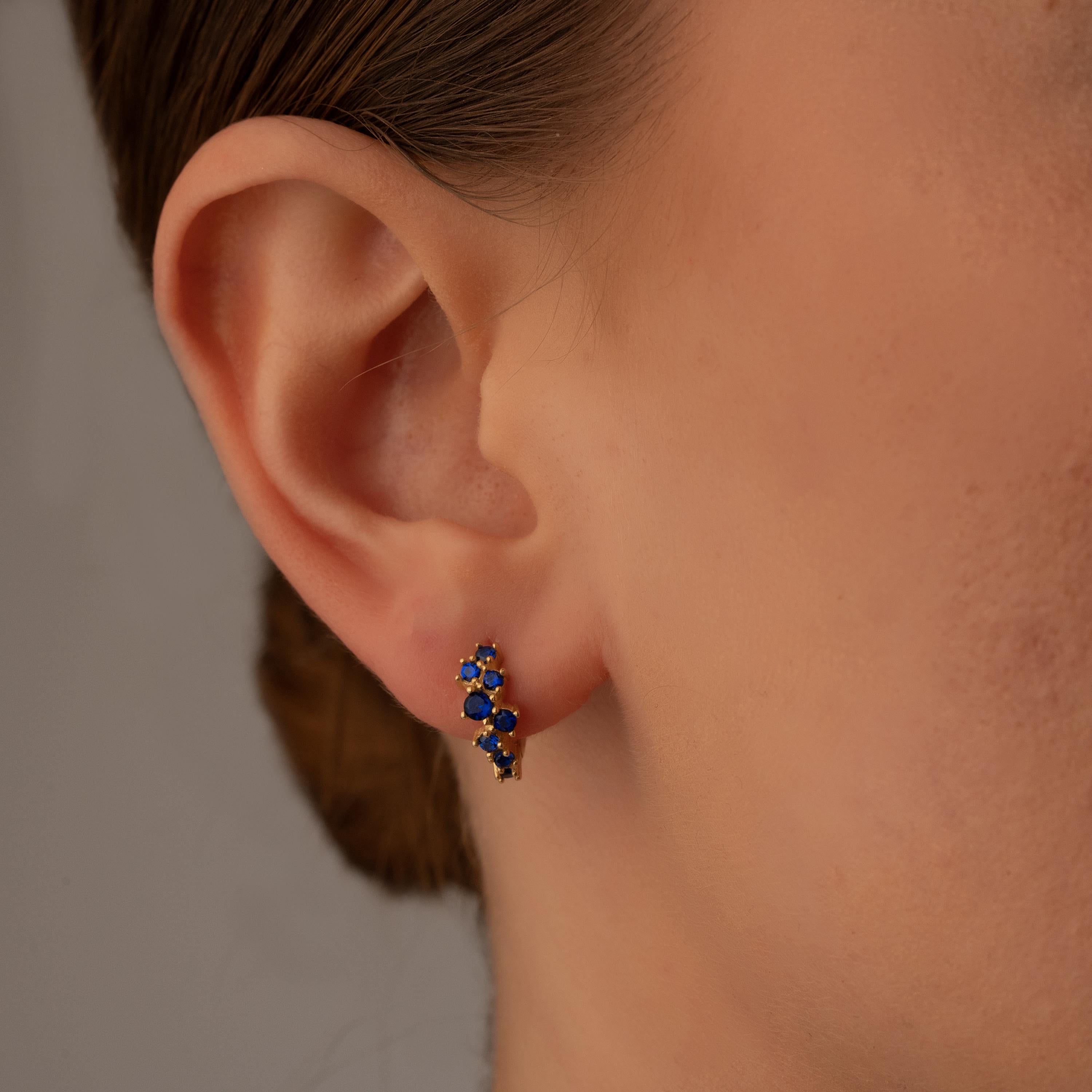 Boho Chic Blue Crystal Earrings with Gold Studs - Perfect Gift for Her