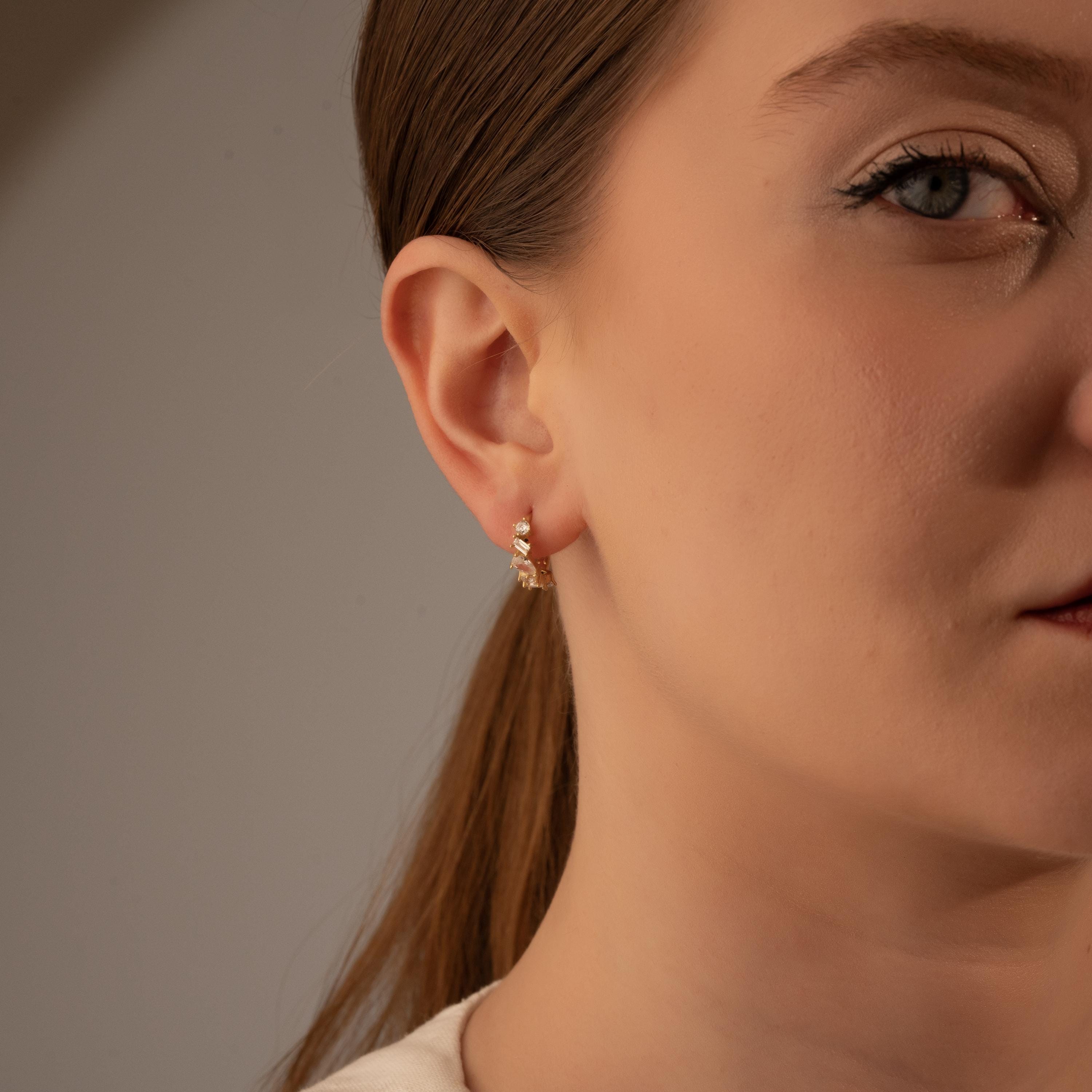 Luxurious Gold Dangle Earrings with Mixed Cut Crystals - Stunning Gift for Her